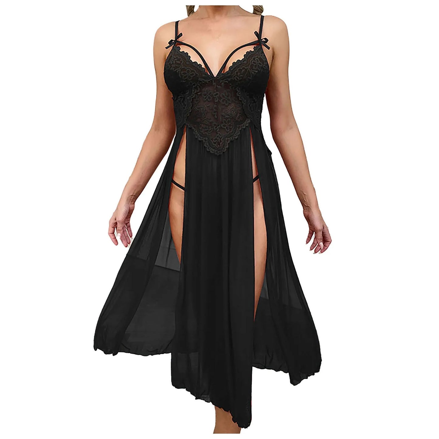 Sexy Mesh Deep V Dress