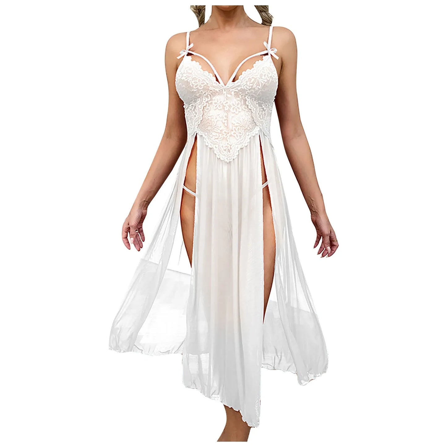 Sexy Mesh Deep V Dress