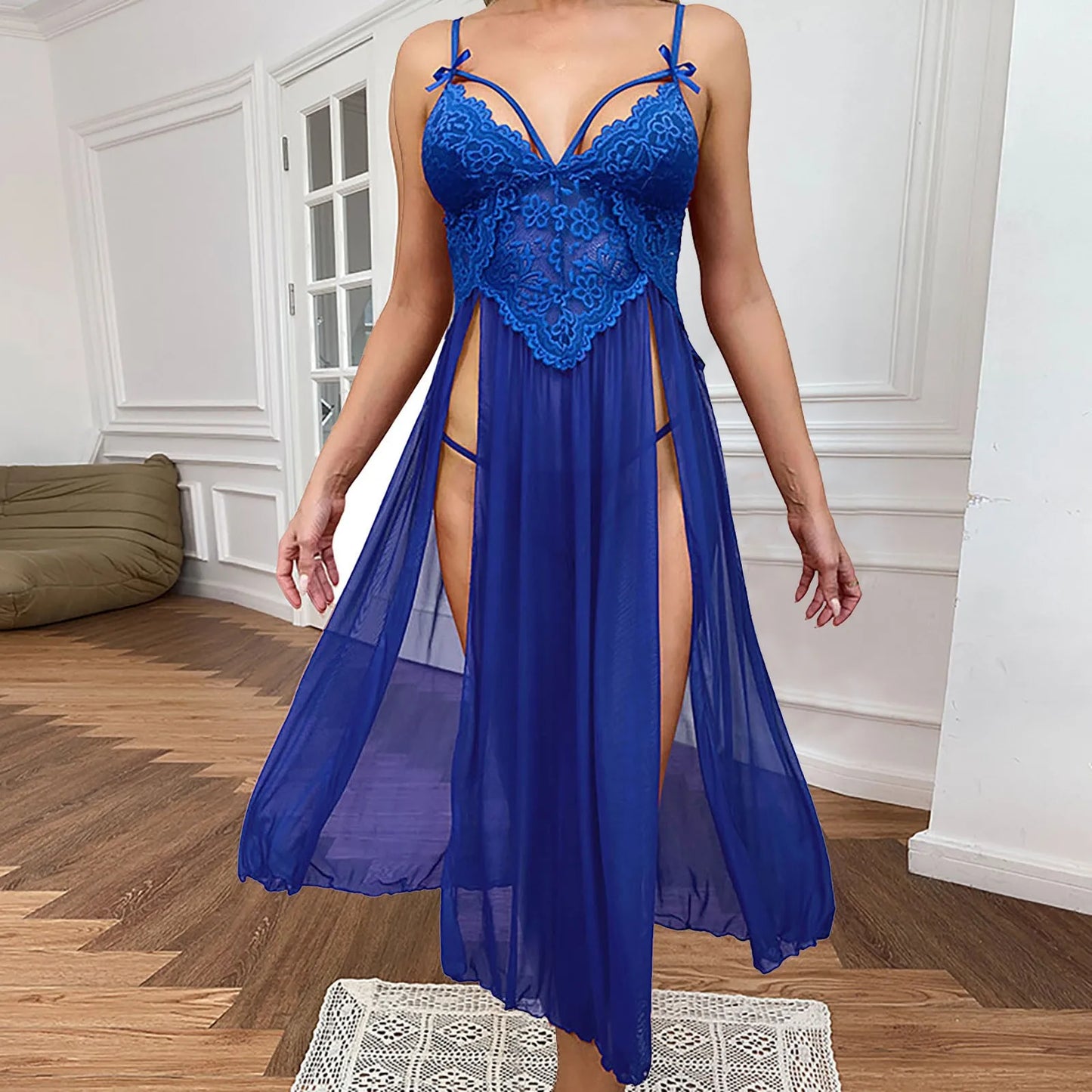 Sexy Mesh Deep V Dress