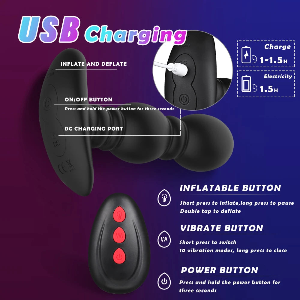 Big Anal Plug Vibrator Inflatable