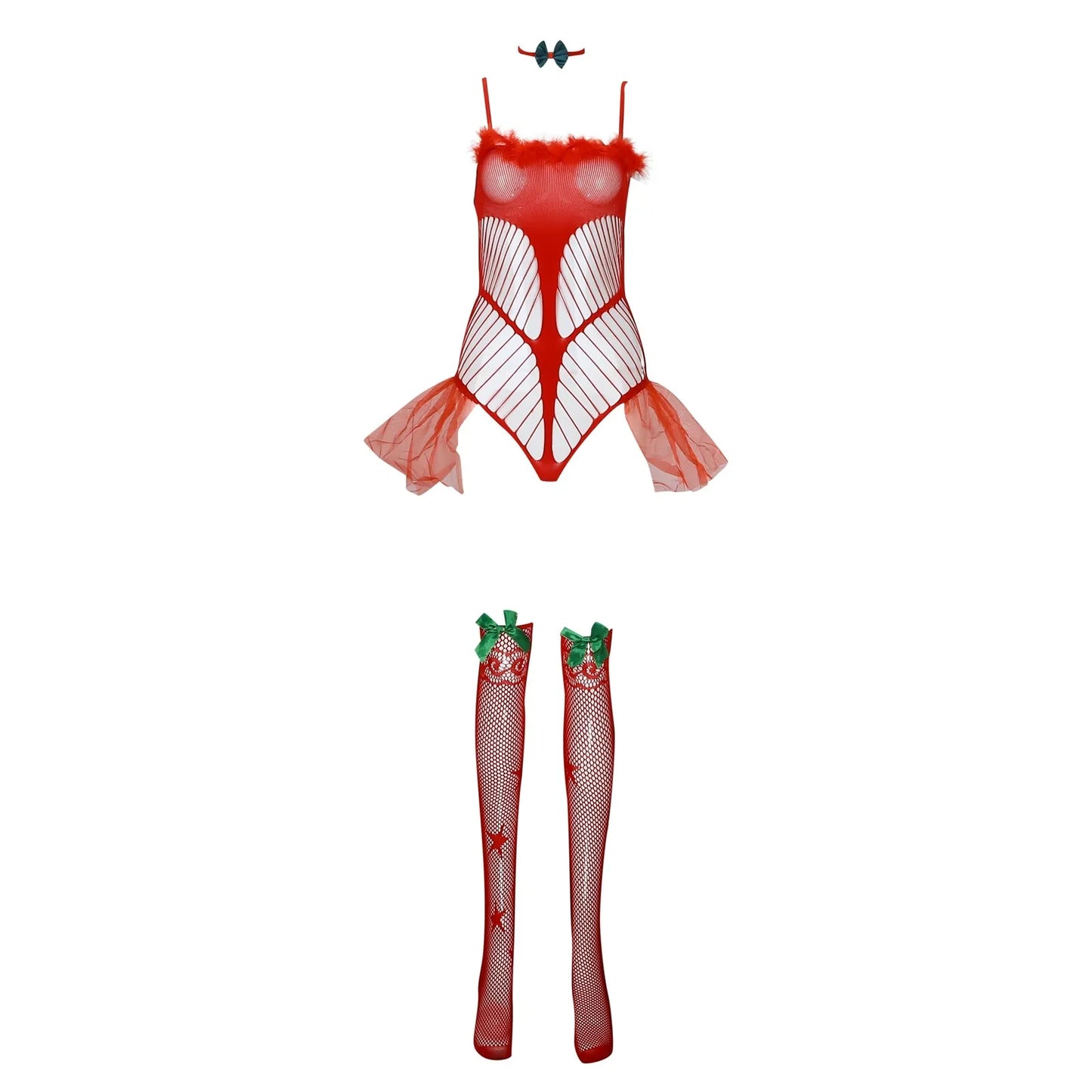 Cute Hollow Red Lace Set