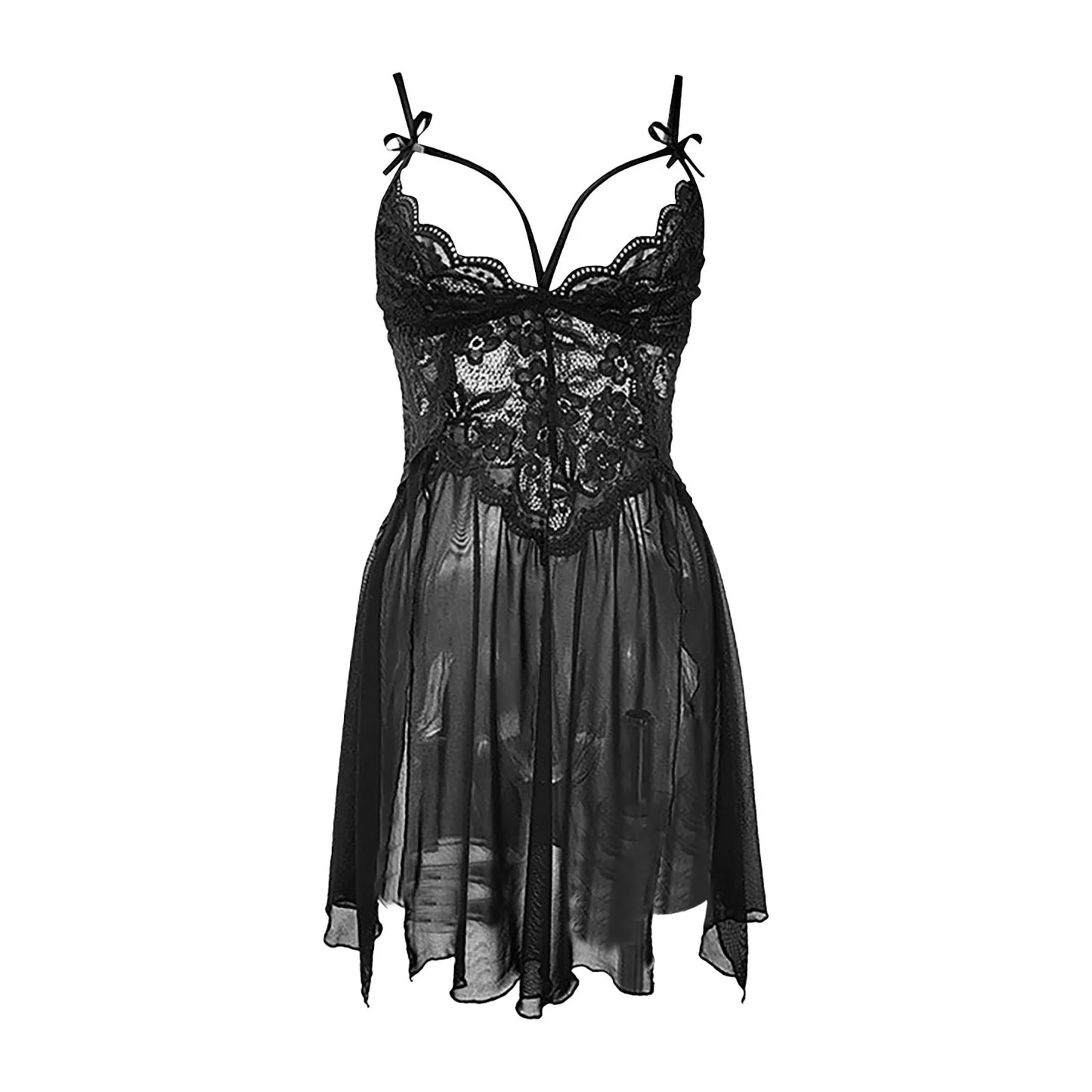 Sexy Mesh Deep V Dress